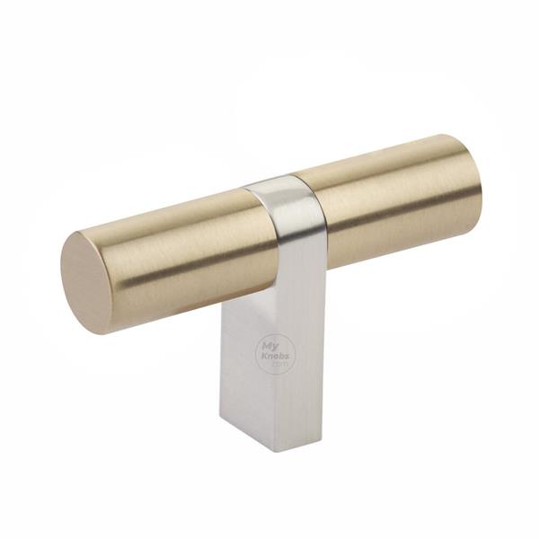 Emtek - Select Cabinet T-Knob 2-1/4 Inch overall, Rectangular Bar Stem, Smooth Bar