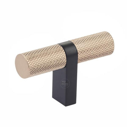 Emtek - Select Cabinet T-Knob 2-1/4 Inch overall, Rectangular Bar Stem, Knurled Bar