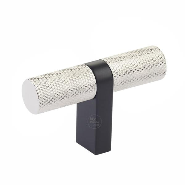 Emtek - Select Cabinet T-Knob 2-1/4 Inch overall, Rectangular Bar Stem, Knurled Bar