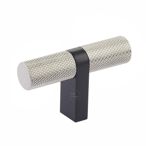 Emtek - Select Cabinet T-Knob 2-1/4 Inch overall, Rectangular Bar Stem, Knurled Bar