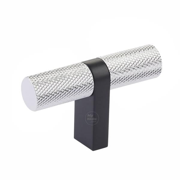 Emtek - Select Cabinet T-Knob 2-1/4 Inch overall, Rectangular Bar Stem, Knurled Bar