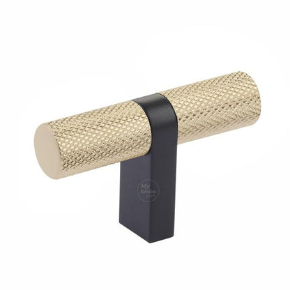 Emtek - Select Cabinet T-Knob 2-1/4 Inch overall, Rectangular Bar Stem, Knurled Bar