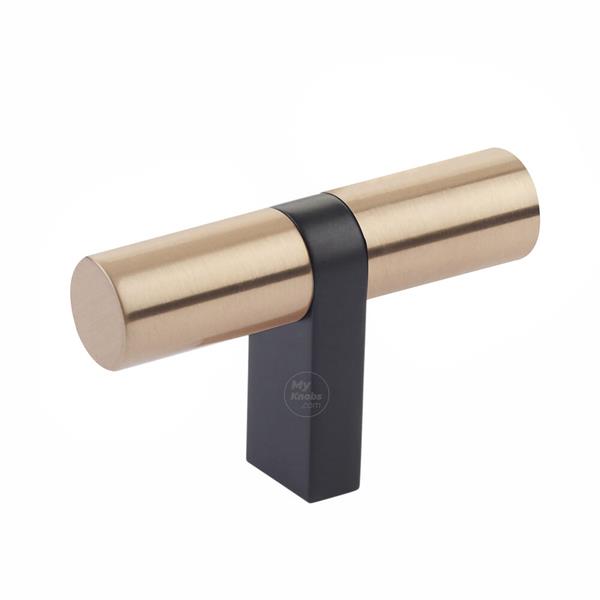 Emtek - Select Cabinet T-Knob 2-1/4 Inch overall, Rectangular Bar Stem, Smooth Bar