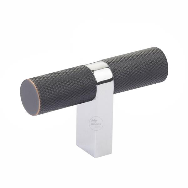 Emtek - Select Cabinet T-Knob 2-1/4 Inch overall, Rectangular Bar Stem, Knurled Bar