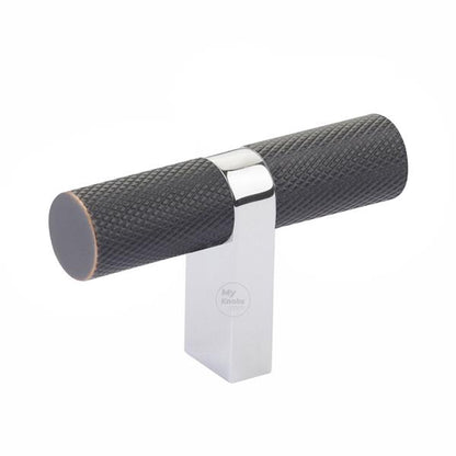 Emtek - Select Cabinet T-Knob 2-1/4 Inch overall, Rectangular Bar Stem, Knurled Bar