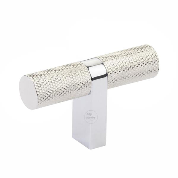 Emtek - Select Cabinet T-Knob 2-1/4 Inch overall, Rectangular Bar Stem, Knurled Bar