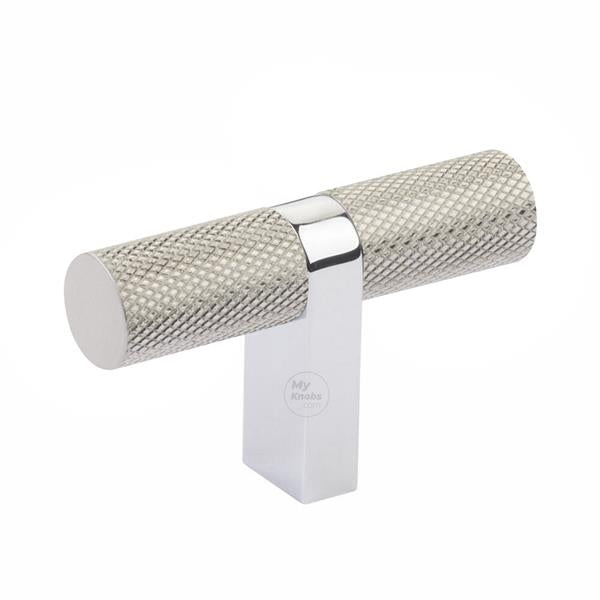 Emtek - Select Cabinet T-Knob 2-1/4 Inch overall, Rectangular Bar Stem, Knurled Bar