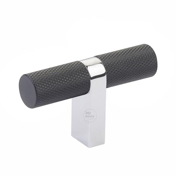 Emtek - Select Cabinet T-Knob 2-1/4 Inch overall, Rectangular Bar Stem, Knurled Bar