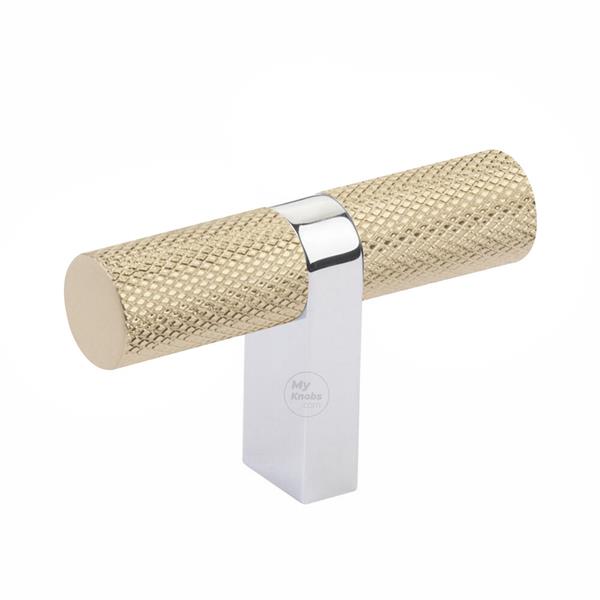 Emtek - Select Cabinet T-Knob 2-1/4 Inch overall, Rectangular Bar Stem, Knurled Bar