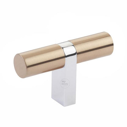 Emtek - Select Cabinet T-Knob 2-1/4 Inch overall, Rectangular Bar Stem, Smooth Bar