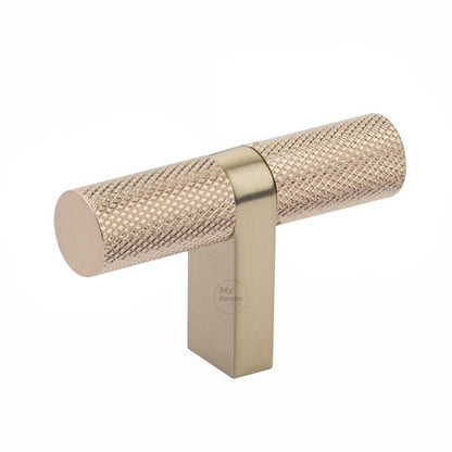 Emtek - Select Cabinet T-Knob 2-1/4 Inch overall, Rectangular Bar Stem, Knurled Bar