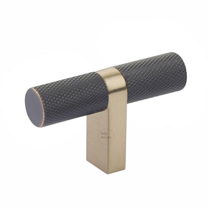 Emtek - Select Cabinet T-Knob 2-1/4 Inch overall, Rectangular Bar Stem, Knurled Bar
