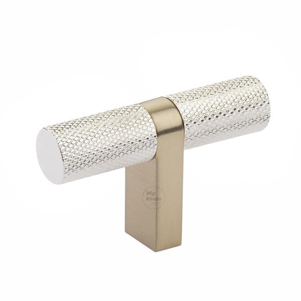 Emtek - Select Cabinet T-Knob 2-1/4 Inch overall, Rectangular Bar Stem, Knurled Bar