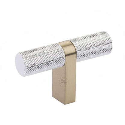 Emtek - Select Cabinet T-Knob 2-1/4 Inch overall, Rectangular Bar Stem, Knurled Bar