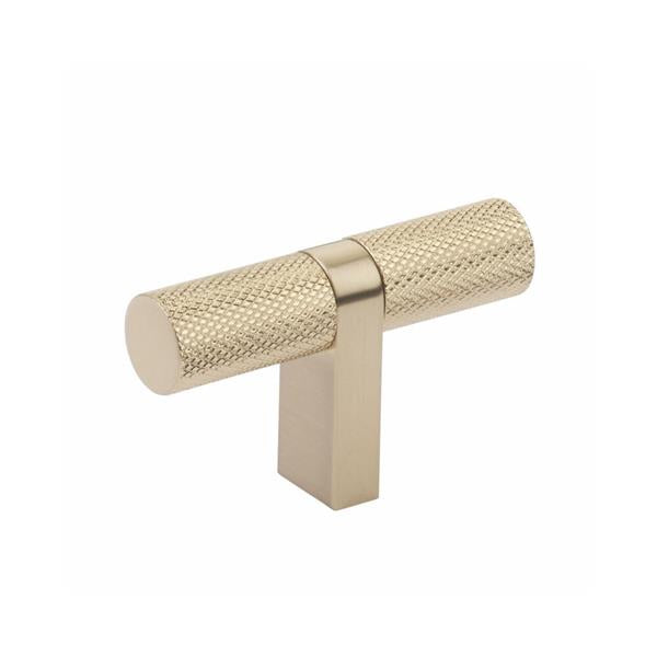 Emtek - Select Cabinet T-Knob 2-1/4 Inch overall, Rectangular Bar Stem, Knurled Bar