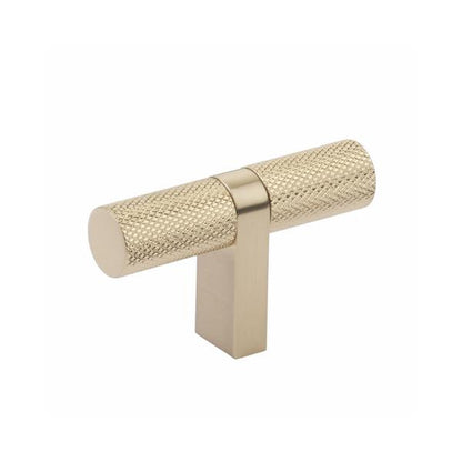 Emtek - Select Cabinet T-Knob 2-1/4 Inch overall, Rectangular Bar Stem, Knurled Bar