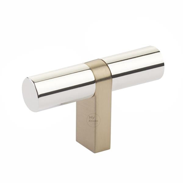 Emtek - Select Cabinet T-Knob 2-1/4 Inch overall, Rectangular Bar Stem, Smooth Bar