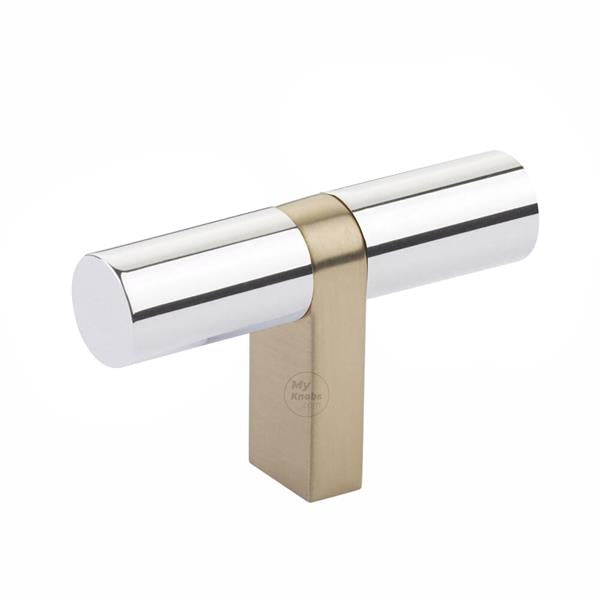 Emtek - Select Cabinet T-Knob 2-1/4 Inch overall, Rectangular Bar Stem, Smooth Bar
