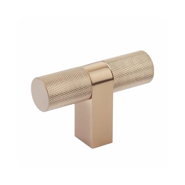 Emtek - Select Cabinet T-Knob 3-1/8 Inch overall, Rectangular Bar Stem, Knurled Bar
