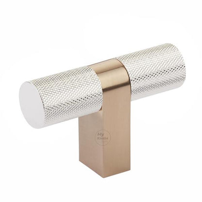 Emtek - Select Cabinet T-Knob 3-1/8 Inch overall, Rectangular Bar Stem, Knurled Bar