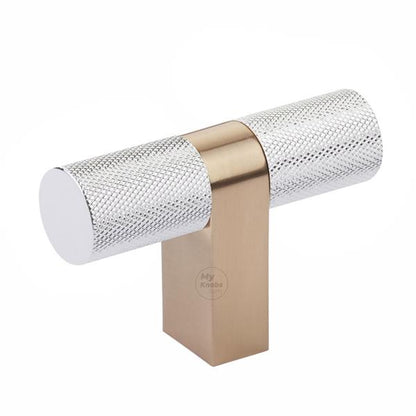 Emtek - Select Cabinet T-Knob 3-1/8 Inch overall, Rectangular Bar Stem, Knurled Bar