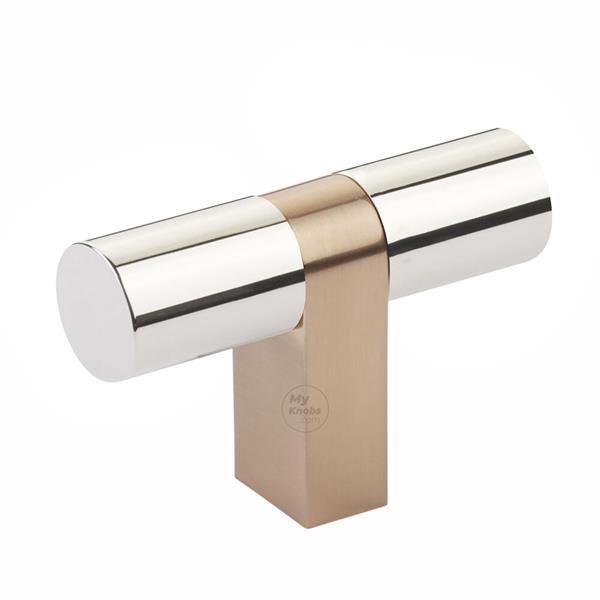 Emtek - Select Cabinet T-Knob 3-1/8 Inch overall, Rectangular Bar Stem, Smooth Bar