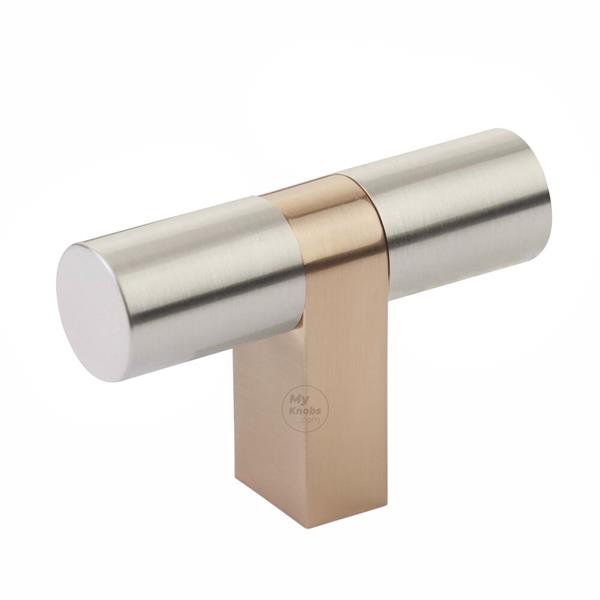 Emtek - Select Cabinet T-Knob 3-1/8 Inch overall, Rectangular Bar Stem, Smooth Bar