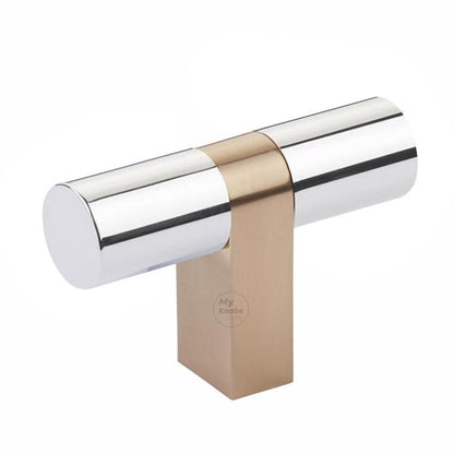 Emtek - Select Cabinet T-Knob 3-1/8 Inch overall, Rectangular Bar Stem, Smooth Bar