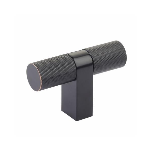Emtek - Select Cabinet T-Knob 3-1/8 Inch overall, Rectangular Bar Stem, Knurled Bar
