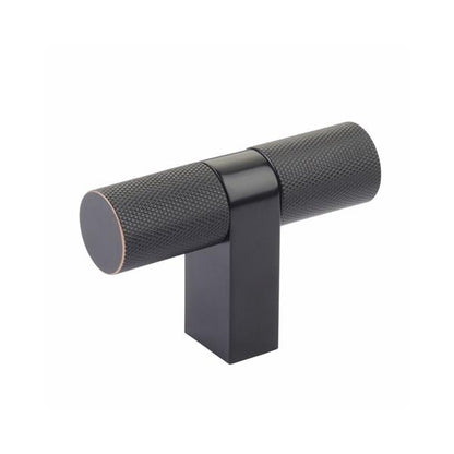 Emtek - Select Cabinet T-Knob 3-1/8 Inch overall, Rectangular Bar Stem, Knurled Bar