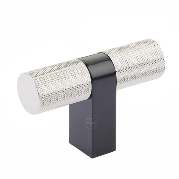 Emtek - Select Cabinet T-Knob 3-1/8 Inch overall, Rectangular Bar Stem, Knurled Bar