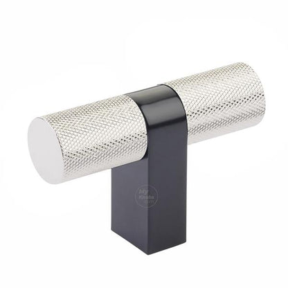Emtek - Select Cabinet T-Knob 3-1/8 Inch overall, Rectangular Bar Stem, Knurled Bar