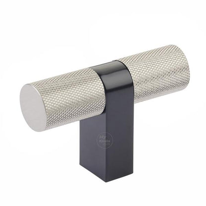 Emtek - Select Cabinet T-Knob 3-1/8 Inch overall, Rectangular Bar Stem, Knurled Bar
