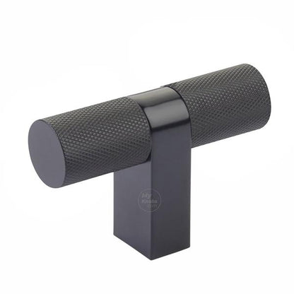 Emtek - Select Cabinet T-Knob 3-1/8 Inch overall, Rectangular Bar Stem, Knurled Bar