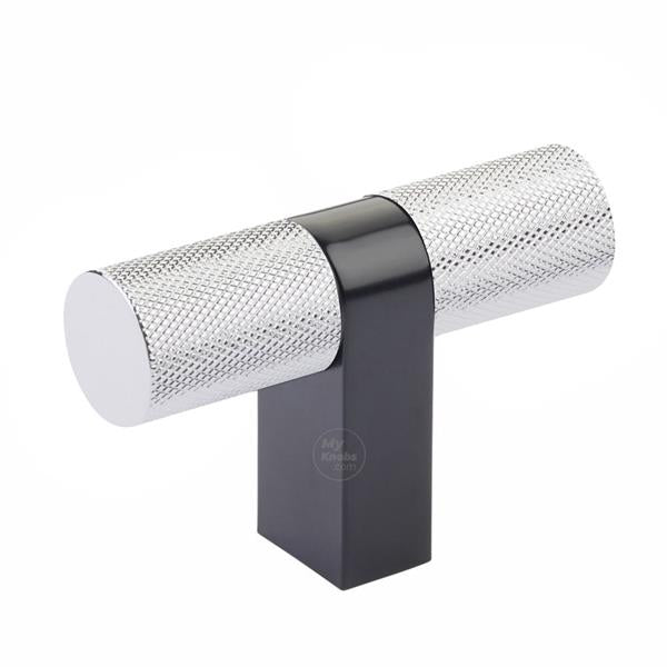 Emtek - Select Cabinet T-Knob 3-1/8 Inch overall, Rectangular Bar Stem, Knurled Bar