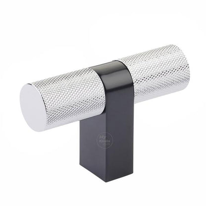 Emtek - Select Cabinet T-Knob 3-1/8 Inch overall, Rectangular Bar Stem, Knurled Bar