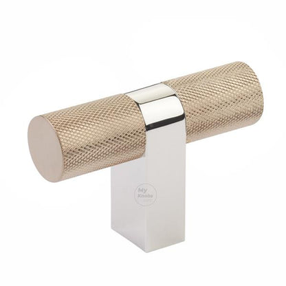 Emtek - Select Cabinet T-Knob 3-1/8 Inch overall, Rectangular Bar Stem, Knurled Bar