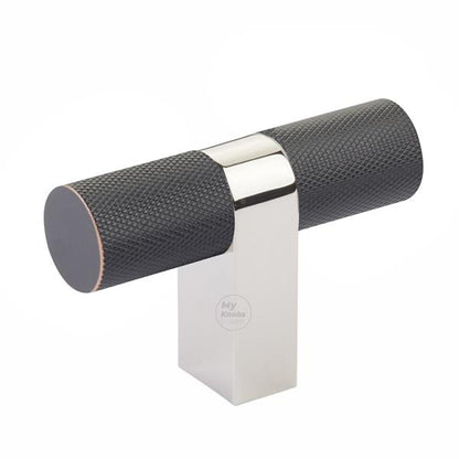 Emtek - Select Cabinet T-Knob 3-1/8 Inch overall, Rectangular Bar Stem, Knurled Bar