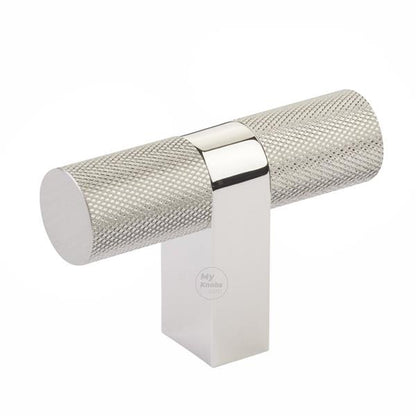 Emtek - Select Cabinet T-Knob 3-1/8 Inch overall, Rectangular Bar Stem, Knurled Bar