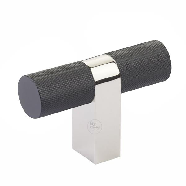 Emtek - Select Cabinet T-Knob 3-1/8 Inch overall, Rectangular Bar Stem, Knurled Bar
