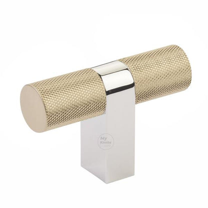 Emtek - Select Cabinet T-Knob 3-1/8 Inch overall, Rectangular Bar Stem, Knurled Bar