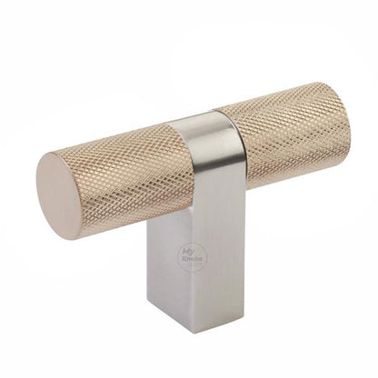 Emtek - Select Cabinet T-Knob 3-1/8 Inch overall, Rectangular Bar Stem, Knurled Bar