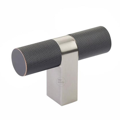 Emtek - Select Cabinet T-Knob 3-1/8 Inch overall, Rectangular Bar Stem, Knurled Bar