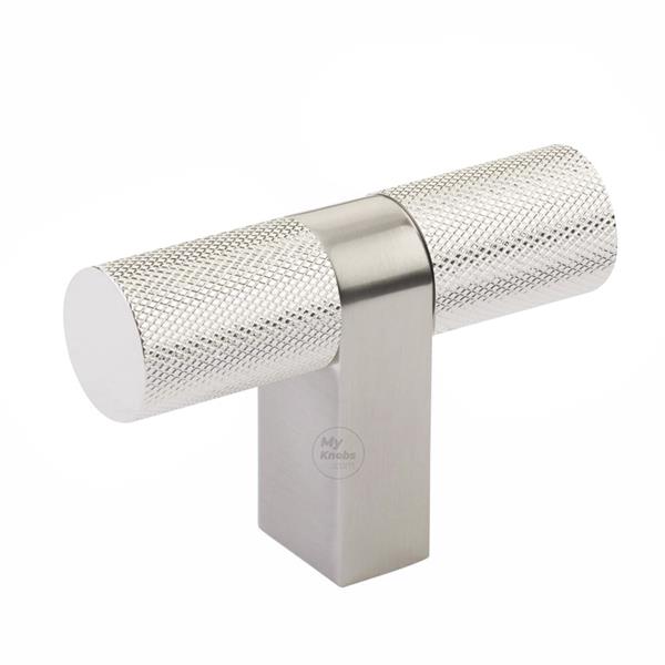 Emtek - Select Cabinet T-Knob 3-1/8 Inch overall, Rectangular Bar Stem, Knurled Bar
