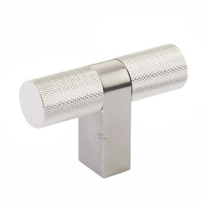 Emtek - Select Cabinet T-Knob 3-1/8 Inch overall, Rectangular Bar Stem, Knurled Bar