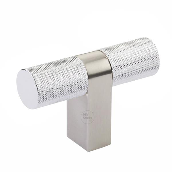 Emtek - Select Cabinet T-Knob 3-1/8 Inch overall, Rectangular Bar Stem, Knurled Bar