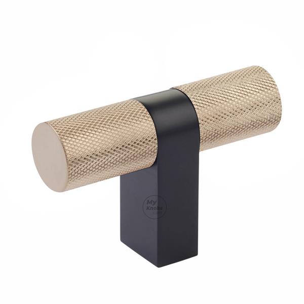 Emtek - Select Cabinet T-Knob 3-1/8 Inch overall, Rectangular Bar Stem, Knurled Bar