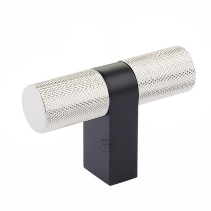 Emtek - Select Cabinet T-Knob 3-1/8 Inch overall, Rectangular Bar Stem, Knurled Bar