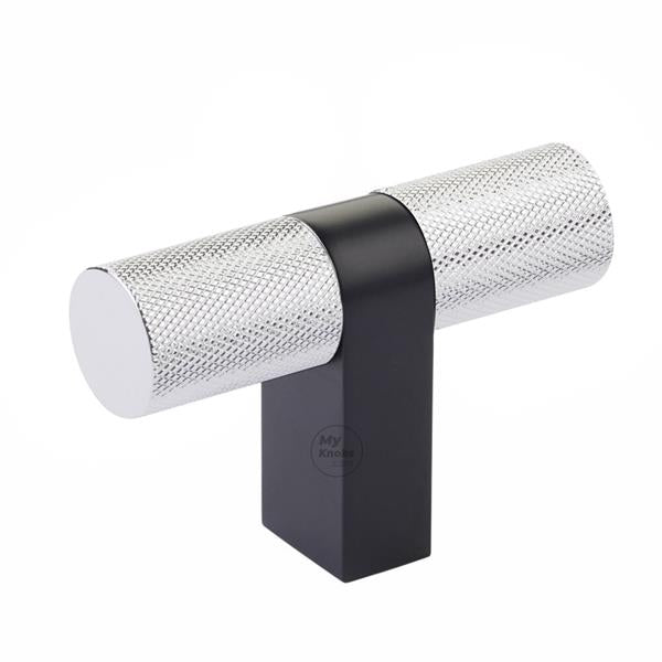 Emtek - Select Cabinet T-Knob 3-1/8 Inch overall, Rectangular Bar Stem, Knurled Bar