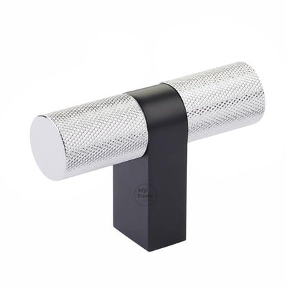 Emtek - Select Cabinet T-Knob 3-1/8 Inch overall, Rectangular Bar Stem, Knurled Bar